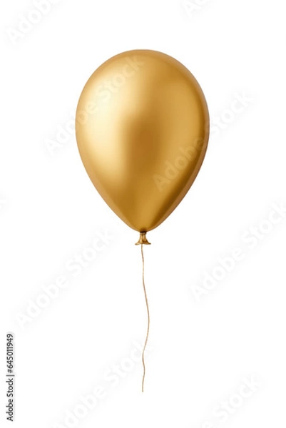 Obraz gold helium balloon. Birthday balloon flying for party and celebrations. Isolated on white background. Generative AI