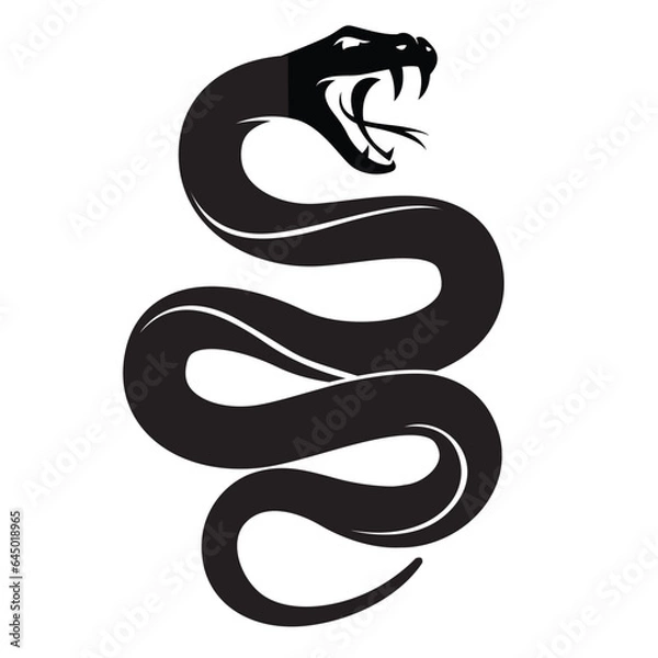Fototapeta illustration of black snake isolated on white background