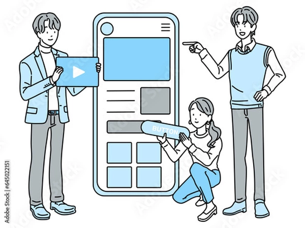 Obraz web制作をするビジネスパーソン・スマホサイト制作するビジネスパーソン