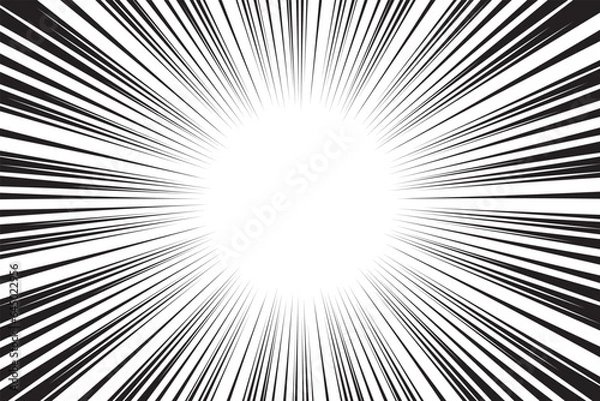 Obraz モノクロの集中線2、漫画効果のベクター背景素材