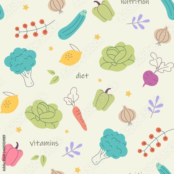 Fototapeta Healthy lifestyle. Seamless background. Vector illustration