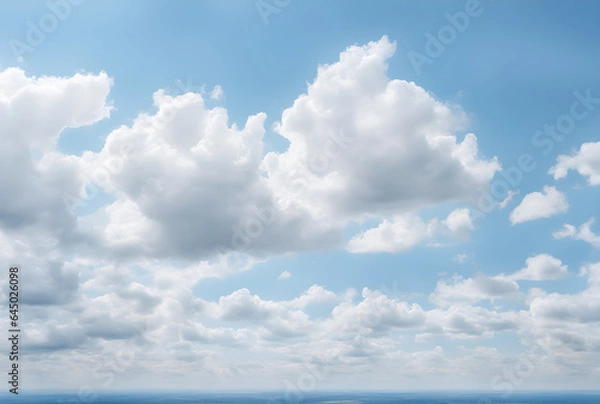 Fototapeta The background of sky and clouds In shades of pastel blue tones. The sky is bright, free and beautiful.