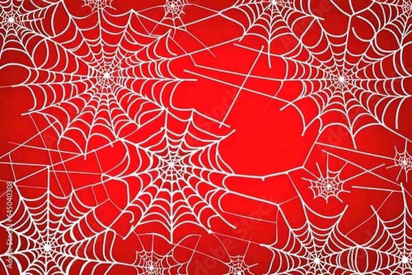 Obraz Cobweb cartoon with a red background. Spider pictogram in flat vector. 