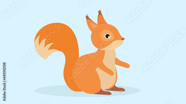 Obraz Squirrel. Cute cartoon character. Vector illustration in flat style