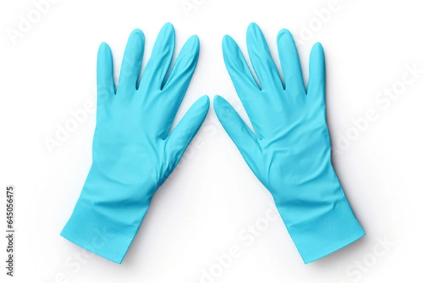 Fototapeta Protective Barrier: A close-up view of a latex medical glove, providing a crucial protective barrier for healthcare professionals, isolated on a white background.
