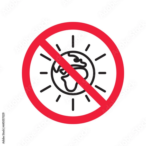 Obraz No planet icon. Forbidden earth icon. Prohibited globe vector icon. Warning, caution, attention, restriction, danger flat sign design symbol pictogram