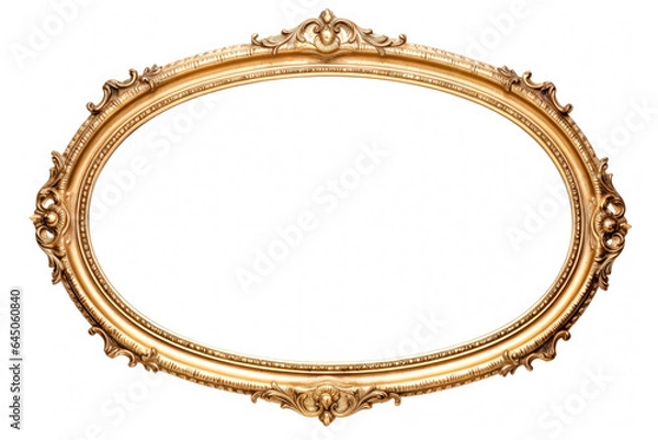Obraz Vintage gold oval wall frame isolated.