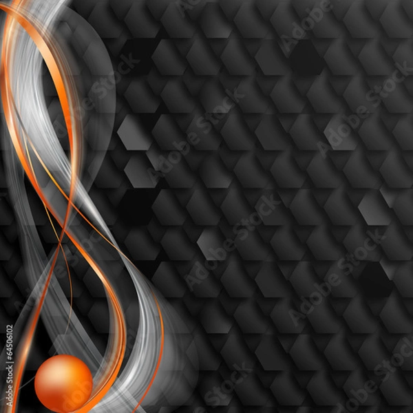 Fototapeta czarne tło i pomarańczowa kula