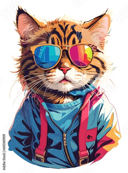 Obraz Fashionable and dignified Cat donning glasses and stylish attire