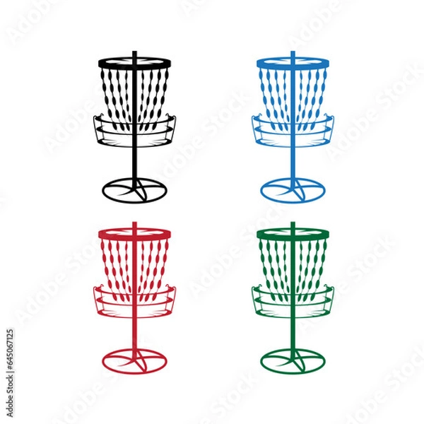Fototapeta disc golf ball basket simple vector logo set