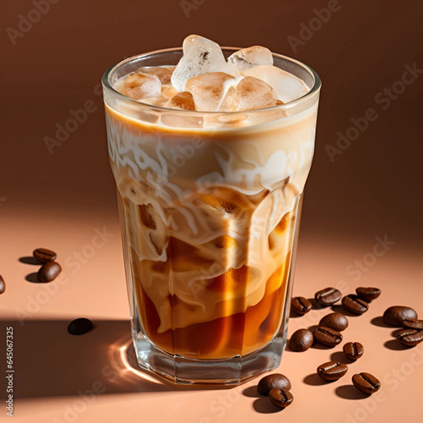 Obraz Ice coffee, Top down view.