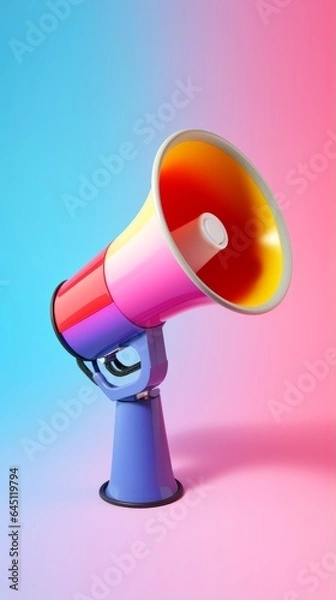 Obraz Megaphone on a pink background. Generative AI