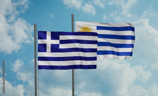 Fototapeta Uruguay and Greece flag