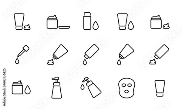 Obraz スキンケアのアイコンセット/スキンケア製品/化粧水/乳液/美容液/イラスト/ベクター