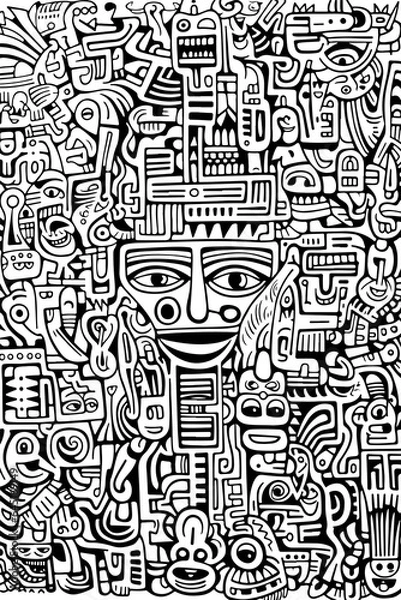 Fototapeta Doodle Coloring Page