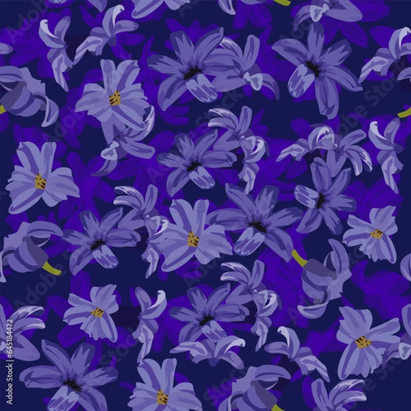 Fototapeta A seamless pattern of colorful Hyacinth flowers. vector illustration. flower background.
