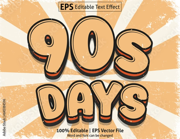 Obraz Editable text effect 90s days 3D Cartoon template style premium vector