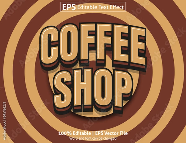 Obraz Editable text effect Coffee shop 3D Cartoon template style premium vector
