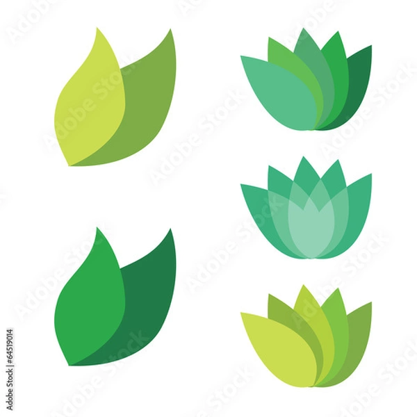 Fototapeta Leaf Pair Icon Vector Illustrations on Both Solid