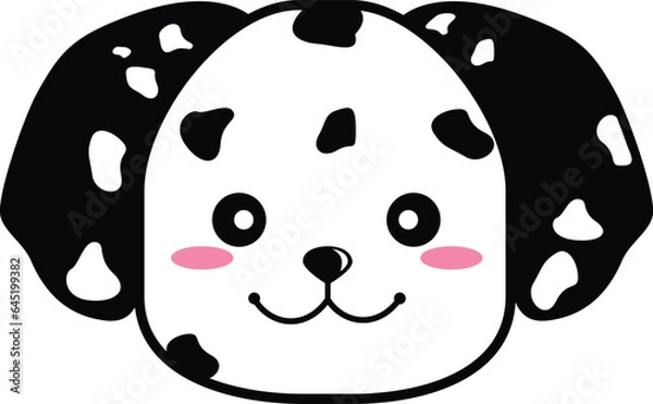 Fototapeta cute element or icon of happy puppy dalmatian head vector illustration