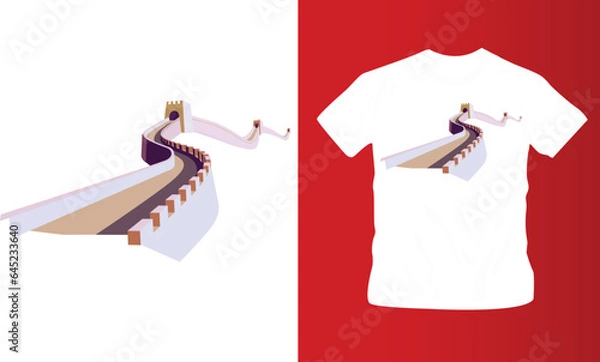 Obraz great wall of china t-shirt design editable template