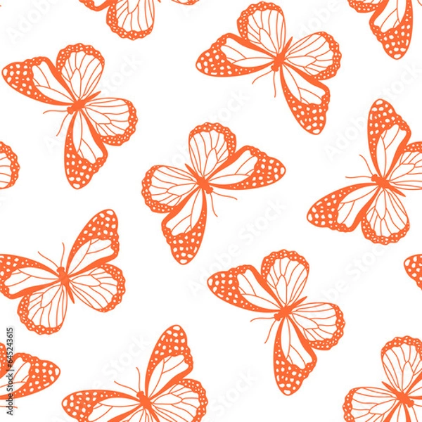 Obraz Seamless pattern with orange butterfly