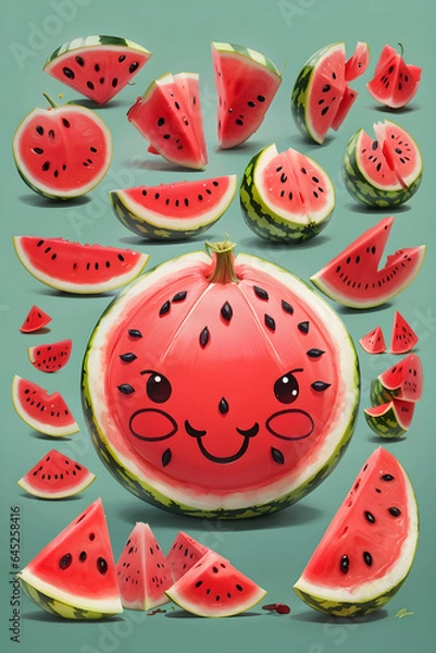 Fototapeta Different types of Cute watermelon pretty red
