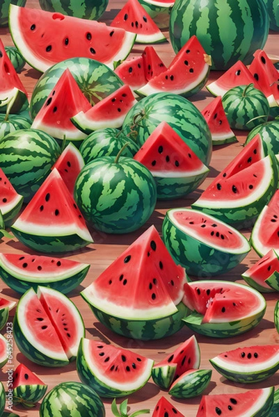 Fototapeta Different types of Cute watermelon pretty red