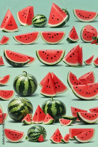 Fototapeta Different types of Cute watermelon pretty red