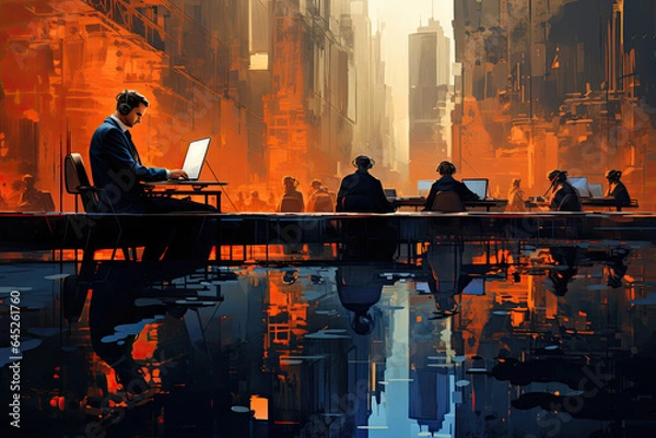 Fototapeta Online Learning Concept - Generative AI illustrations