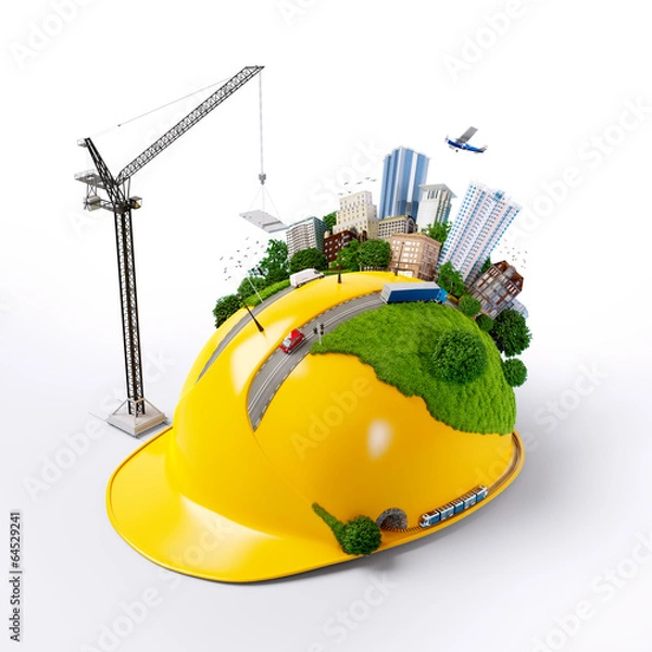 Obraz City on the construction helmet.