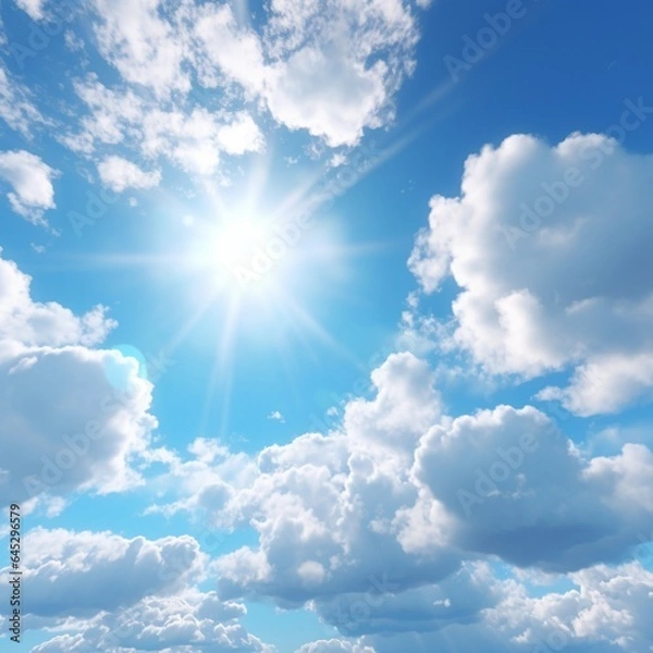 Fototapeta Brilliant sun shining sky, generative ai
