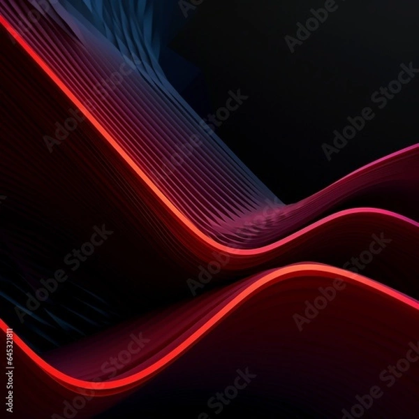 Fototapeta Black outline minimalistic style glowing lines and curves