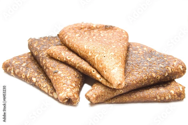 Obraz russian pancake on the white isolated background