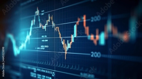 Fototapeta Graph of the stock market and trading activity.