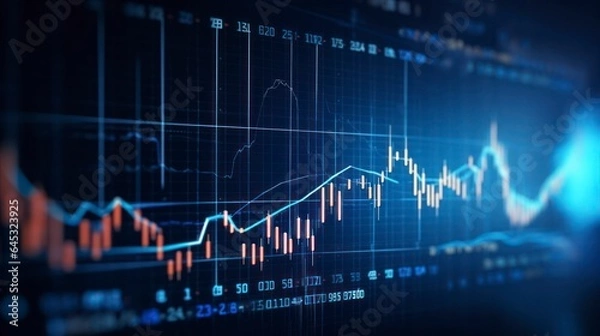 Fototapeta Graph of the stock market and trading activity.