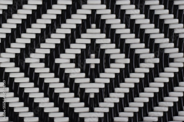 Obraz Bamboo pattern texture, white, black and white seamless background, hand woven natural bamboo texture.