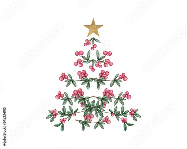 Obraz Red berries in pine tree