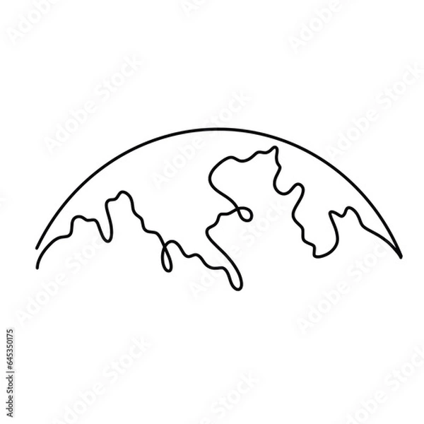 Fototapeta Vector continuous one line Half Earth illustration