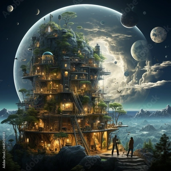 Fototapeta illustration on 3d about future life