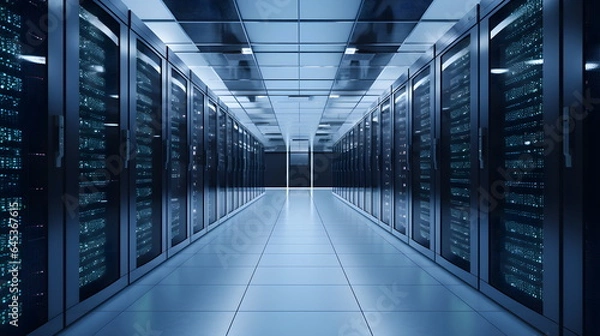 Obraz Data Center with Servers - Generative AI