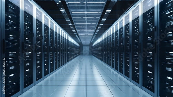 Obraz Data Center with Servers - Generative AI