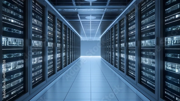 Obraz Data Center with Servers - Generative AI