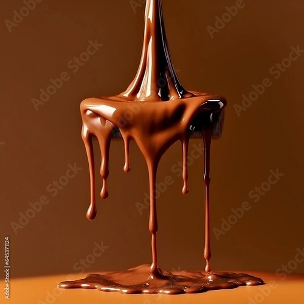 Fototapeta Melted chocolate dripping 