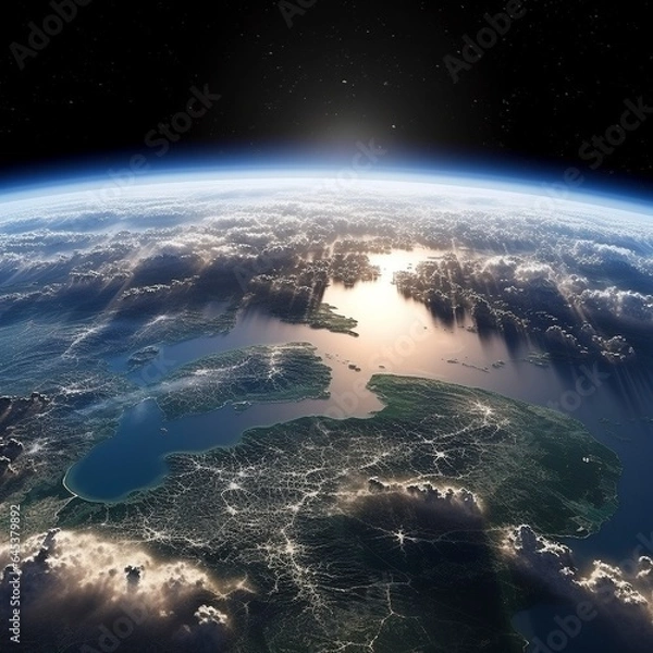 Obraz  Planet earth with some clouds, europe view. 