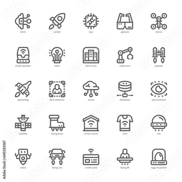 Fototapeta High Tech icon pack for your website, mobile, presentation, and logo design. High Tech icon outline design. Vector graphics illustration and editable stroke.