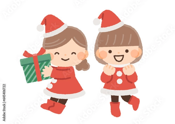 Obraz サンタクロースの衣装を着る女の子のイラスト素材