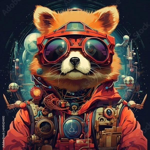 Obraz Space ginger panda. Generative AI.