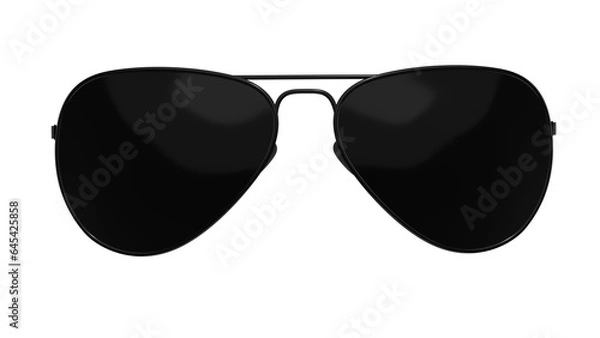 Fototapeta Black aviator sunglasses isolated on white and transparent background. Glasses concept. 3D render