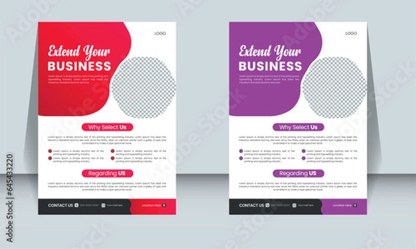 Fototapeta Minimal Business  Flyer in Two Color